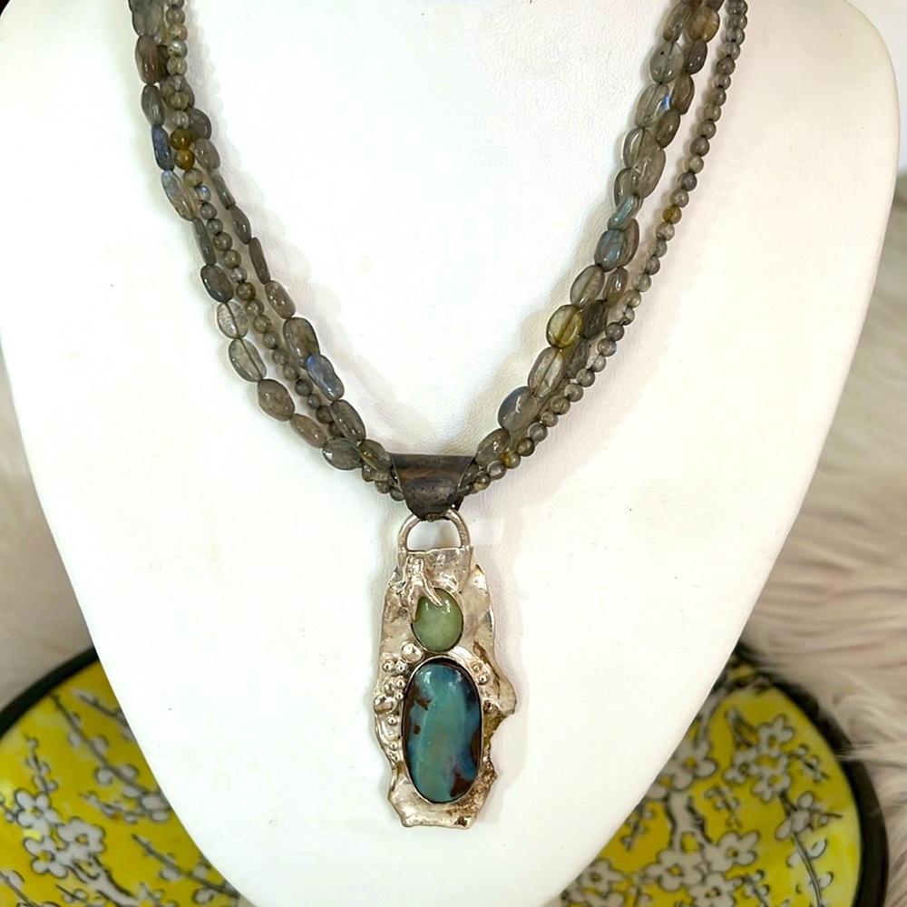 B. Marie Handmade Sterling and Turquoise Beaded Necklace